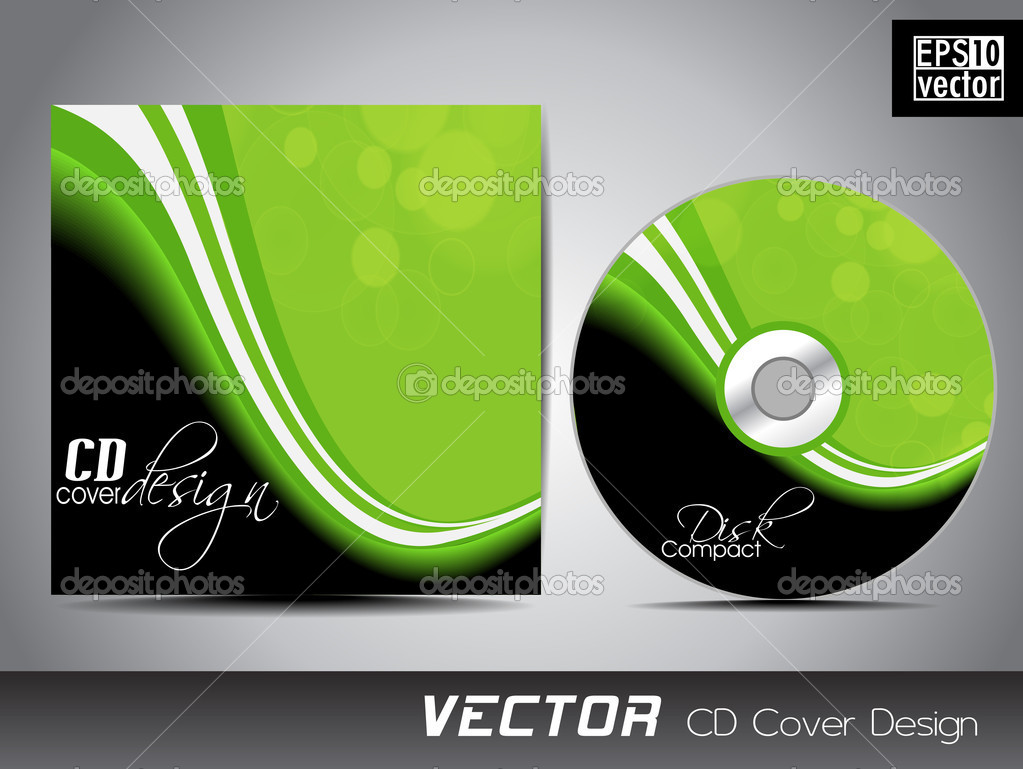Vector CD cover design with floral and grunge effect on green co